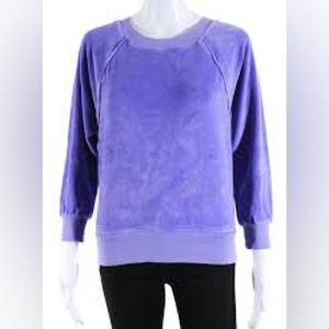 SUZI KONDI Womens Velour Raglan Sleeve Top FW21 Lavender Size SMALL